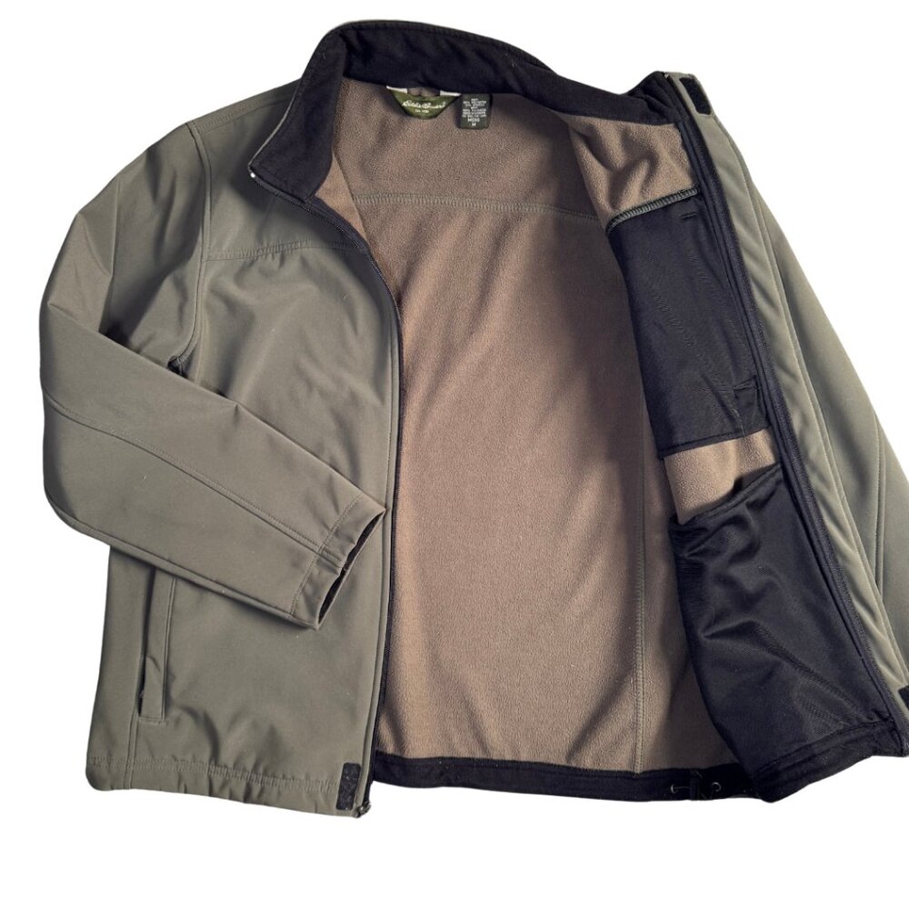 Eddie Bauer Jacket Weather Resistant Fleece Lined Olive Green Men's Medium - Picture 5 of 5